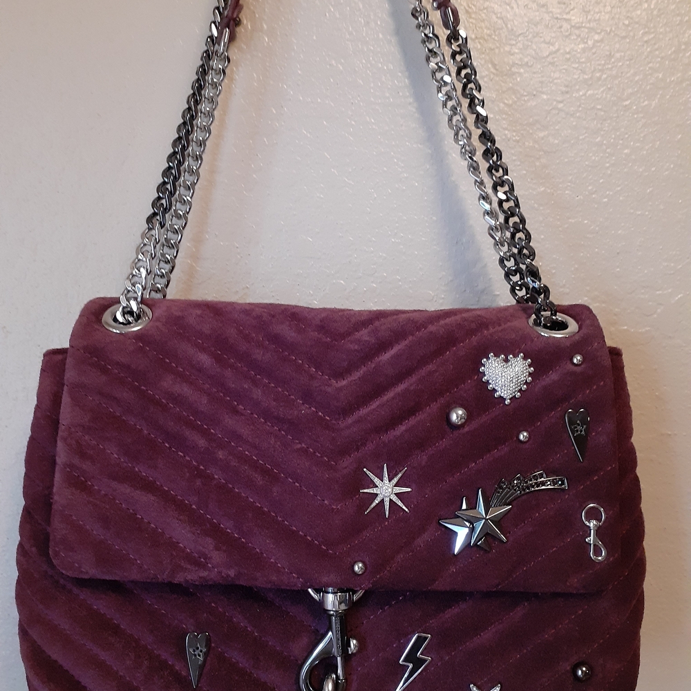 Rebecca Minkoff Burgandy Quilted Bag with Silver Accents
